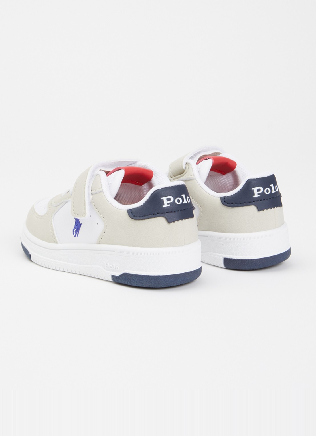 Ralph Lauren Masters Court sneaker met logo  - achterkant beige