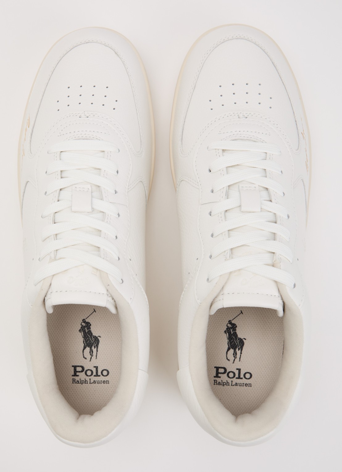 Ralph Lauren Masters Court sneaker van leer met logoborduring - detail 2 wit