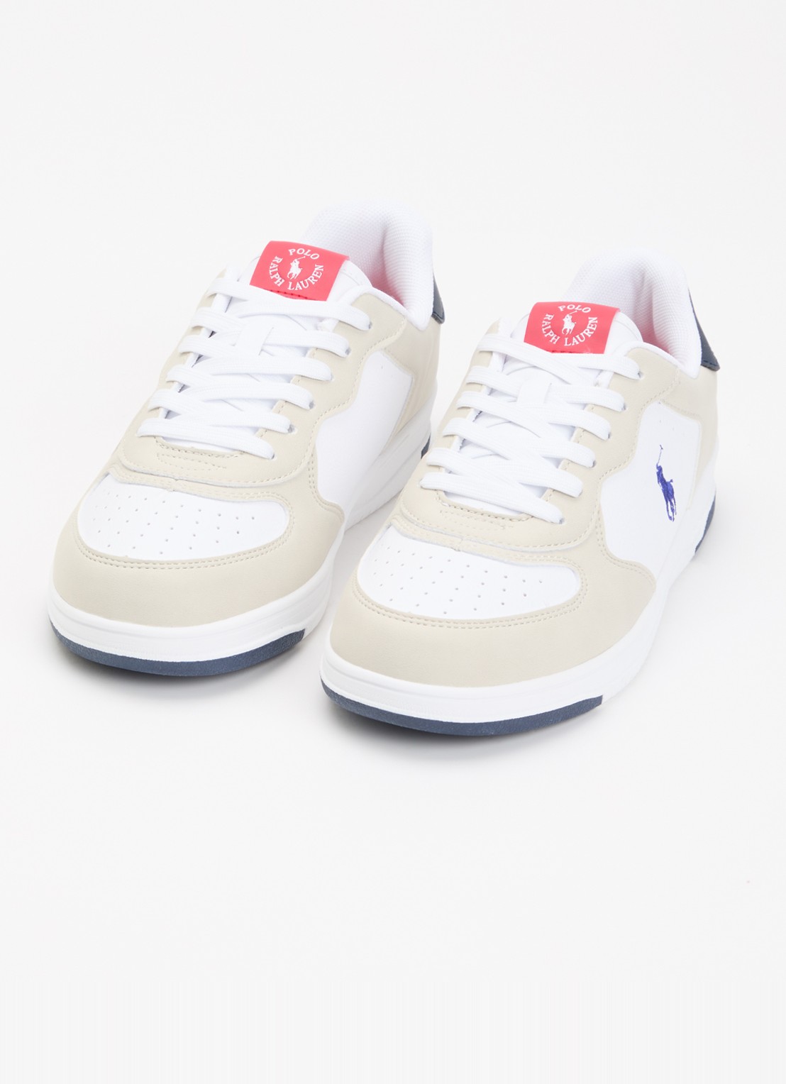 Ralph Lauren Masters Court sneaker van leer met suéde details - detail 3 wit