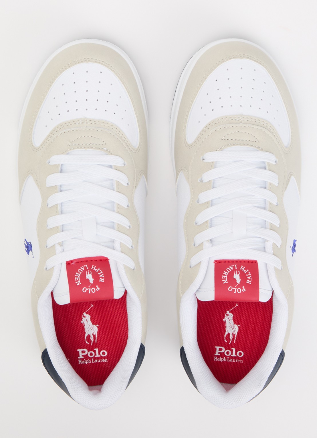 Ralph Lauren Masters Court sneaker van leer met suéde details - detail 4 wit