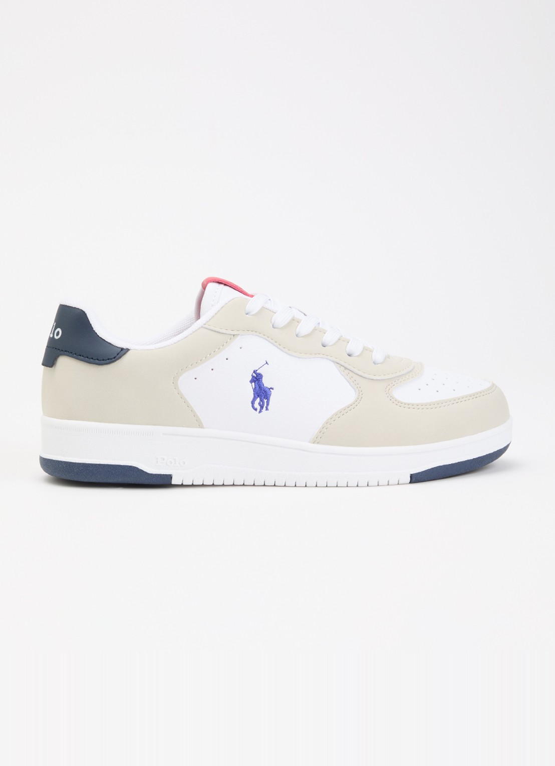 Ralph Lauren Masters Court sneaker van leer met suéde details - voorkant 2 wit