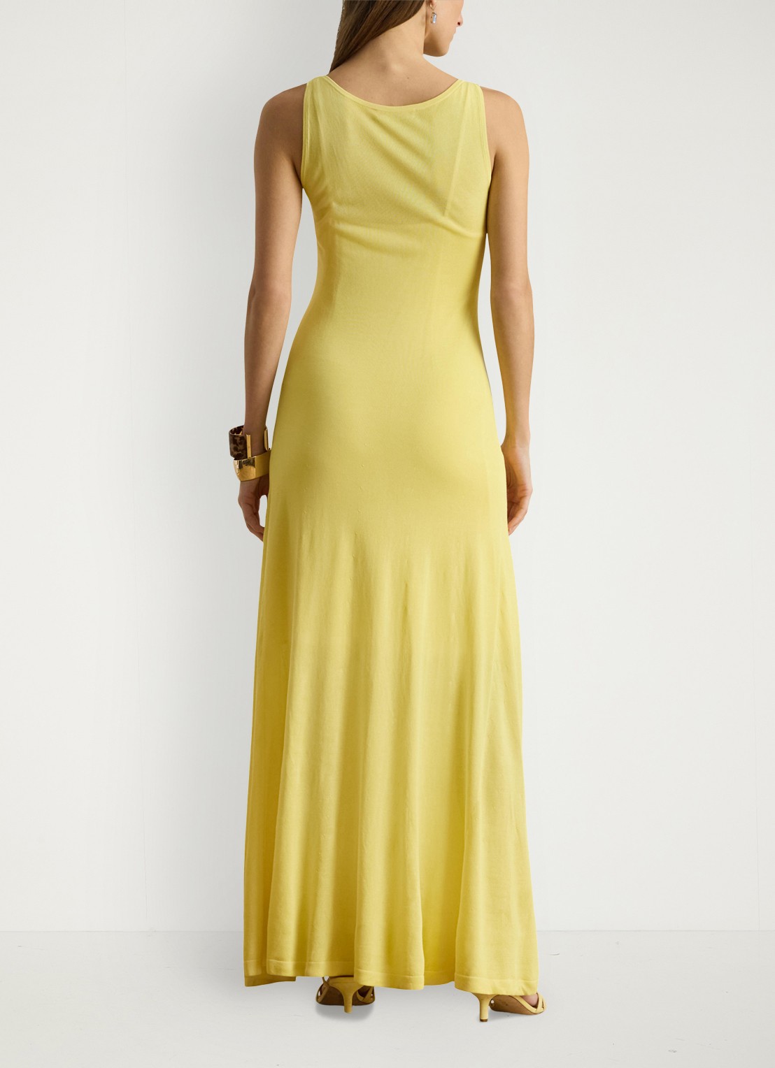 Ralph Lauren Maxi jurk met boothals - achterkant lemon sorbet / geel