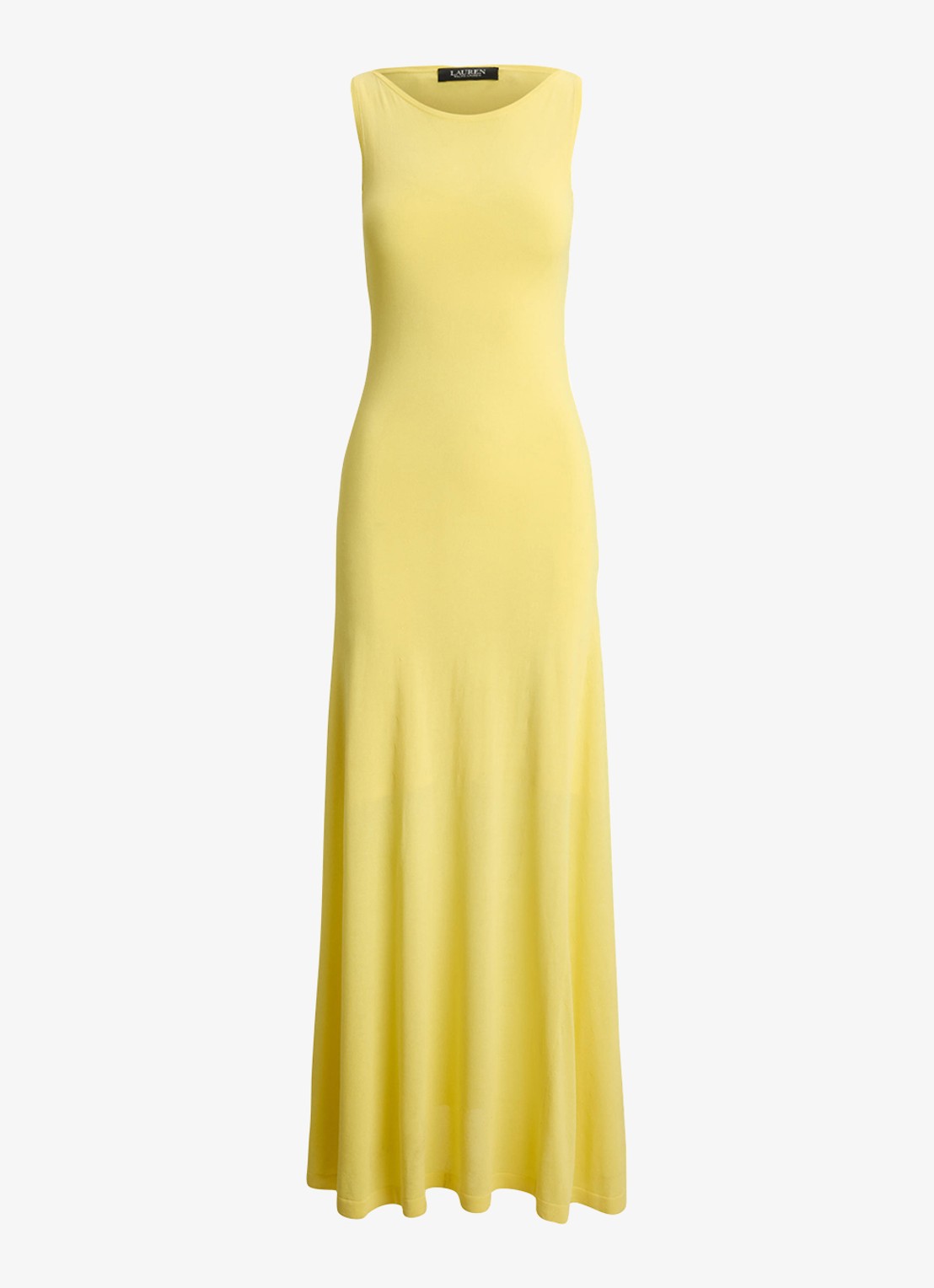Ralph Lauren Maxi jurk met boothals - voorkant 3 lemon sorbet / geel