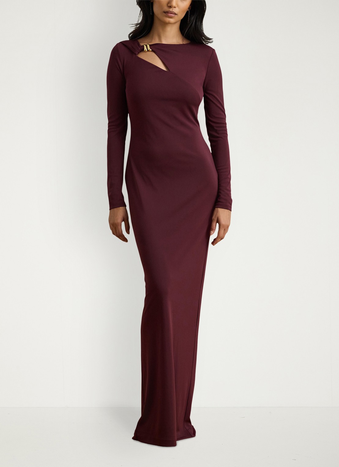 Ralph Lauren Maxi jurk met cut-out detail - detail dark garnet / bordeauxrood