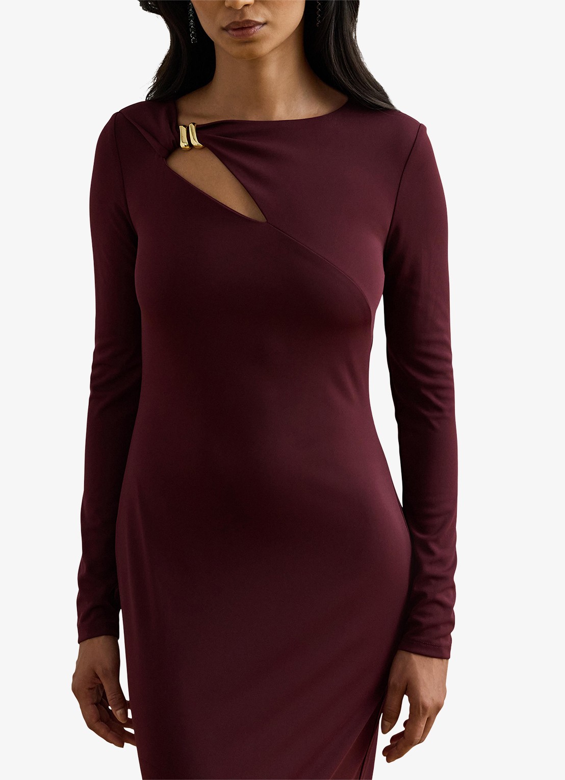 Ralph Lauren Maxi jurk met cut-out detail - detail 2 dark garnet / bordeauxrood