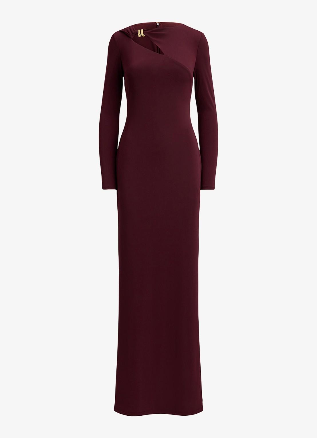 Ralph Lauren Maxi jurk met cut-out detail - voorkant 3 dark garnet / bordeauxrood