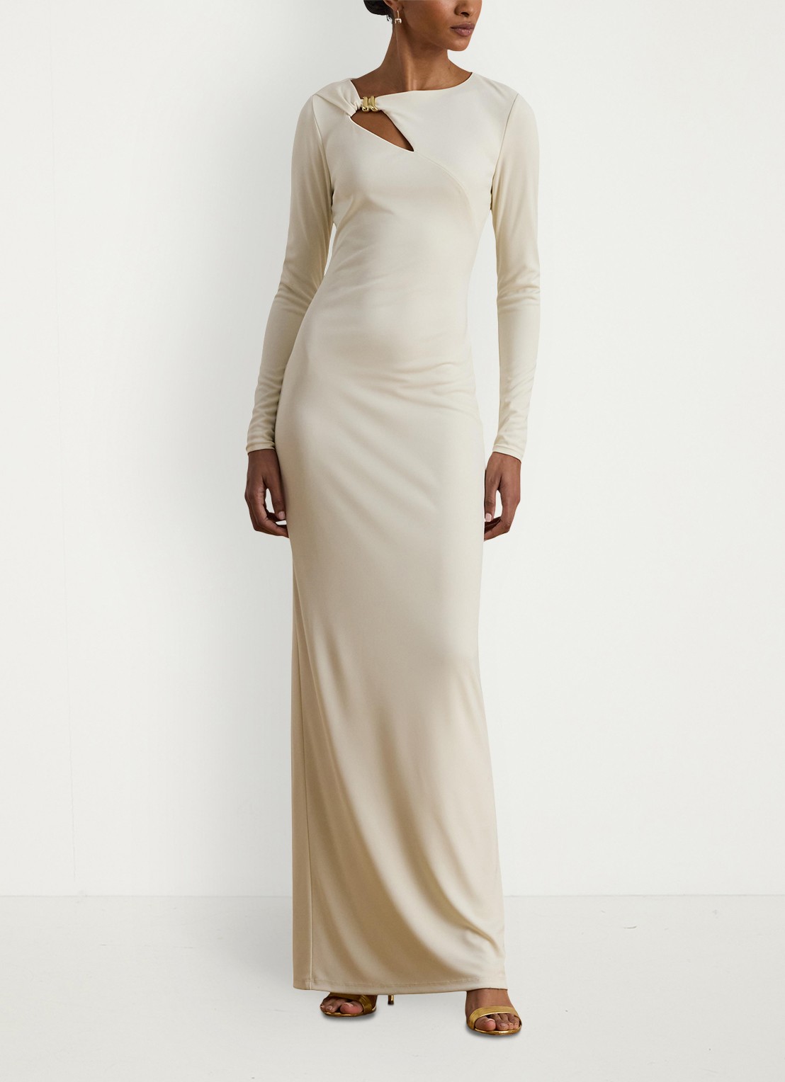 Ralph Lauren Maxi jurk met cut-out detail - detail creme