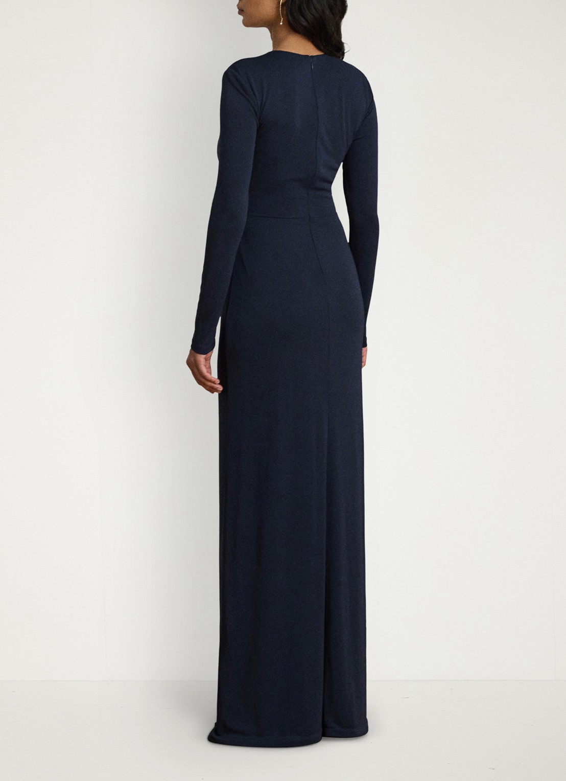 Ralph Lauren Maxi jurk met geknoopt detail - achterkant donkerblauw