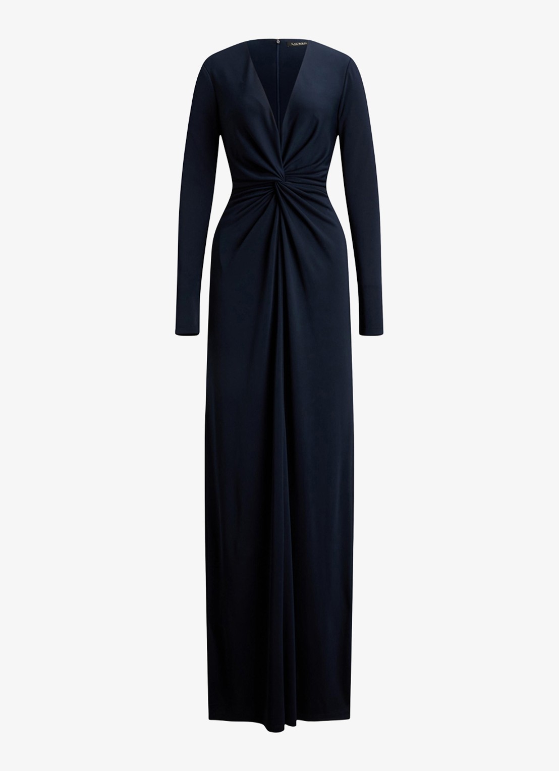 Ralph Lauren Maxi jurk met geknoopt detail - voorkant 4 donkerblauw