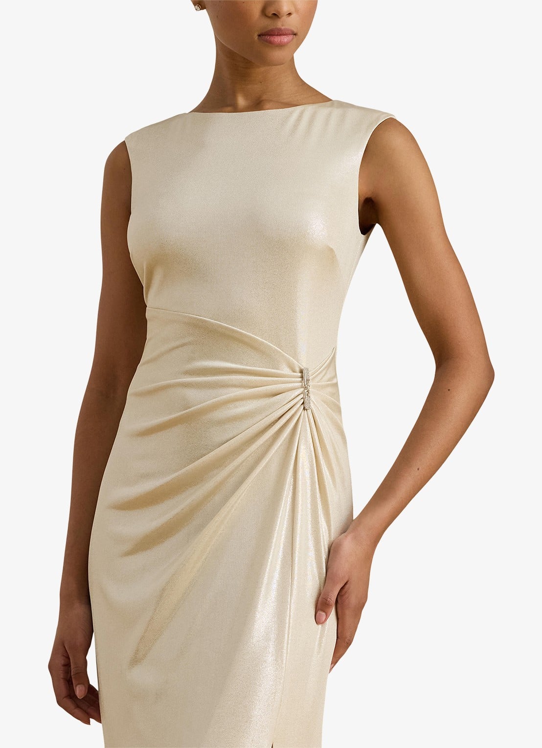 Ralph Lauren Maxi jurk met metallic finish en gespdetail - detail 2 champagne / beige