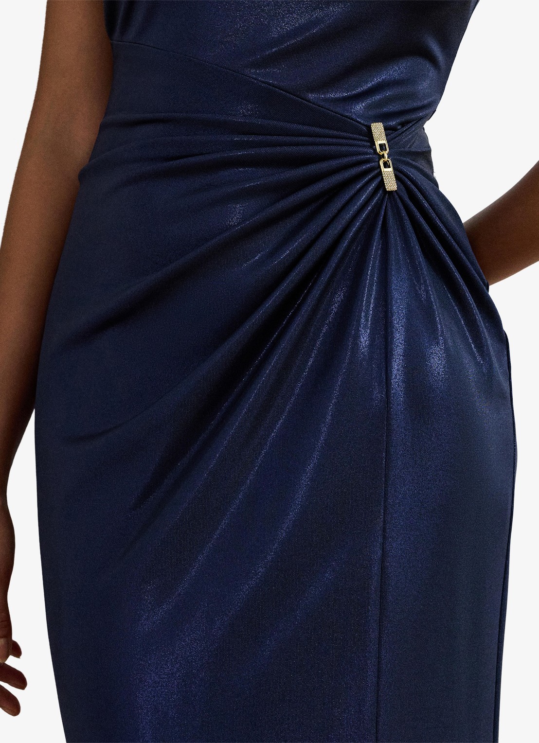 Ralph Lauren Maxi jurk met metallic finish en gespdetail - detail 6 refined navy / donkerblauw