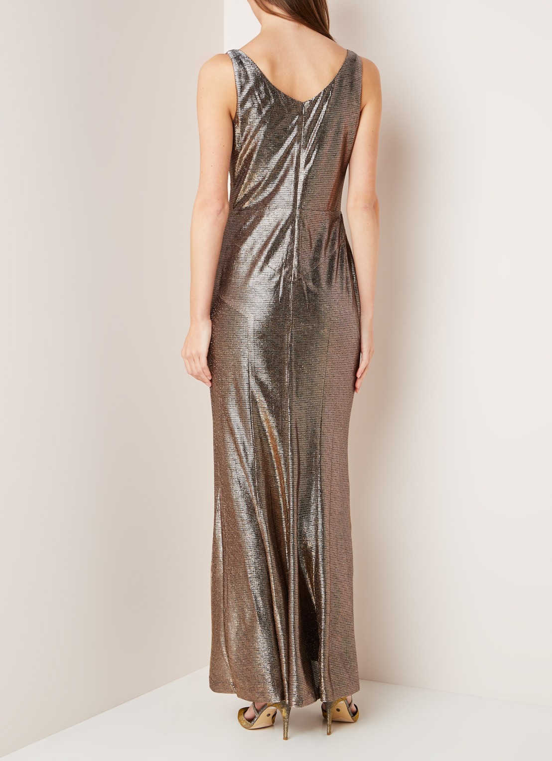 Ralph Lauren Maxi jurk met metallic finish - achterkant 4 goud