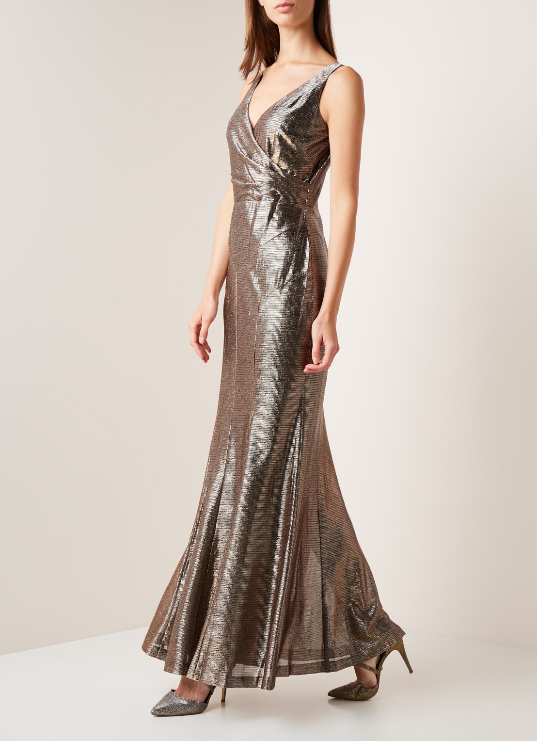 Ralph Lauren Maxi jurk met metallic finish - detail 3 goud