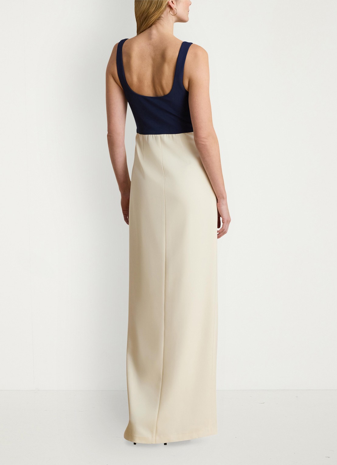 Ralph Lauren Maxi jurk met split - achterkant 5 donkerblauw