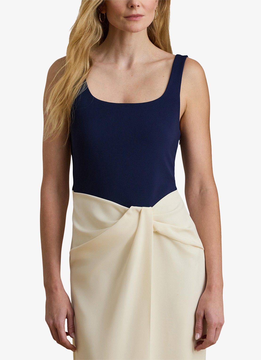 Ralph Lauren Maxi jurk met split - detail 4 donkerblauw