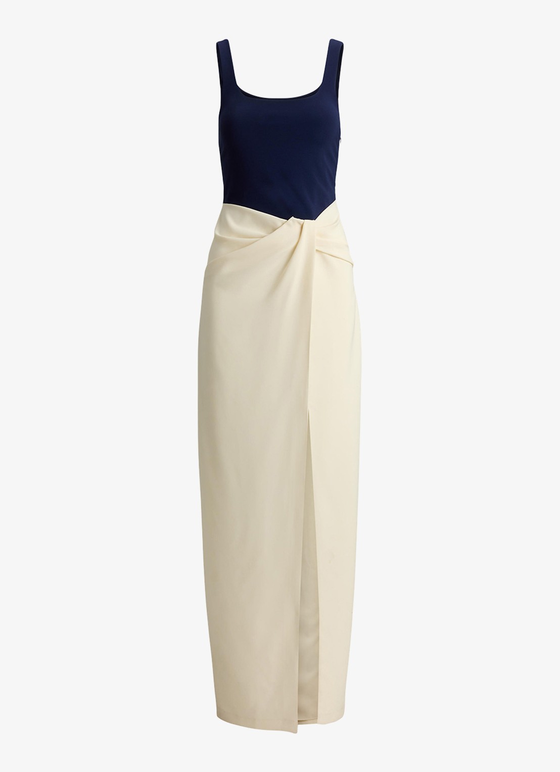 Ralph Lauren Maxi jurk met split - voorkant donkerblauw