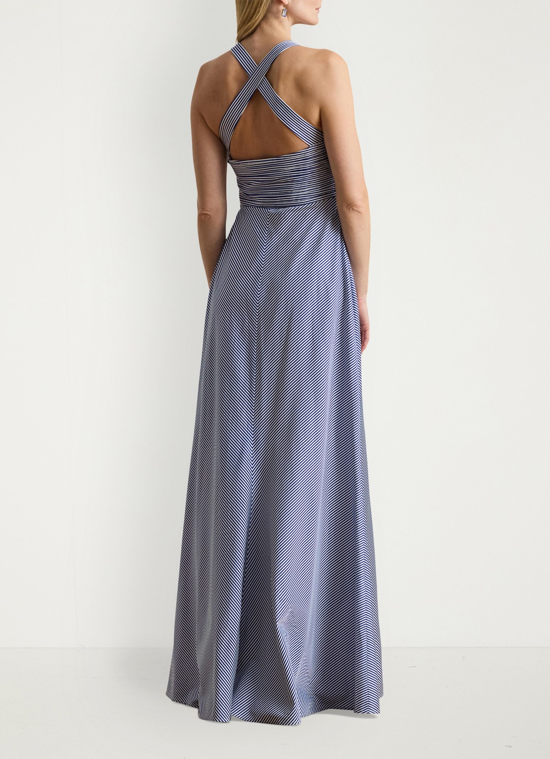 Ralph Lauren Maxi jurk met streepprint - achterkant 4 blue/white / blauw