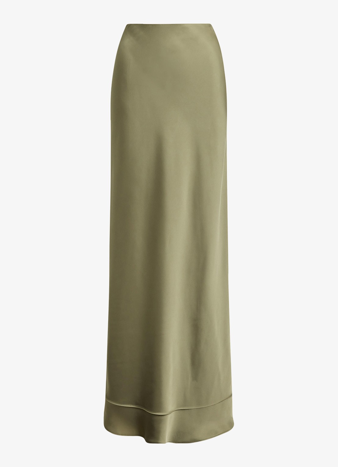 Ralph Lauren Maxi rok van satijn - voorkant 2 light agave / groen