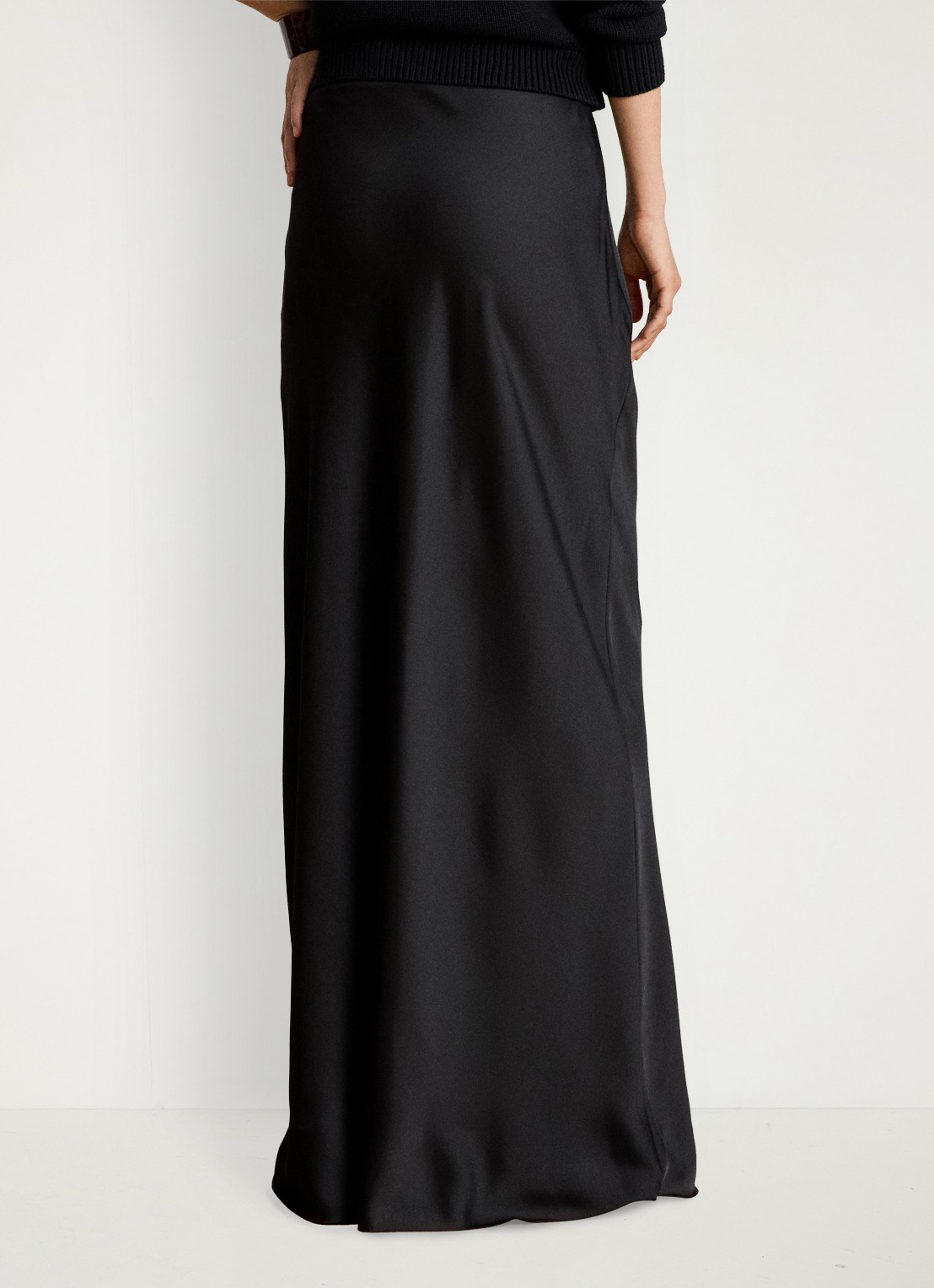 Ralph Lauren Maxi rok van satijn - achterkant zwart