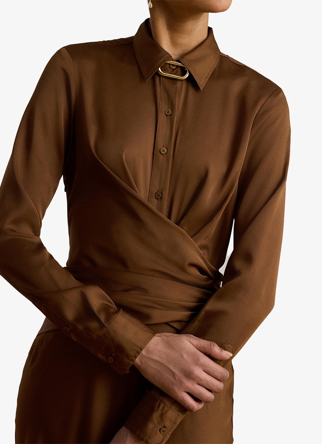 Ralph Lauren Maxi tuniekjurk met plooidetail - detail 3 light tobacco / bruin