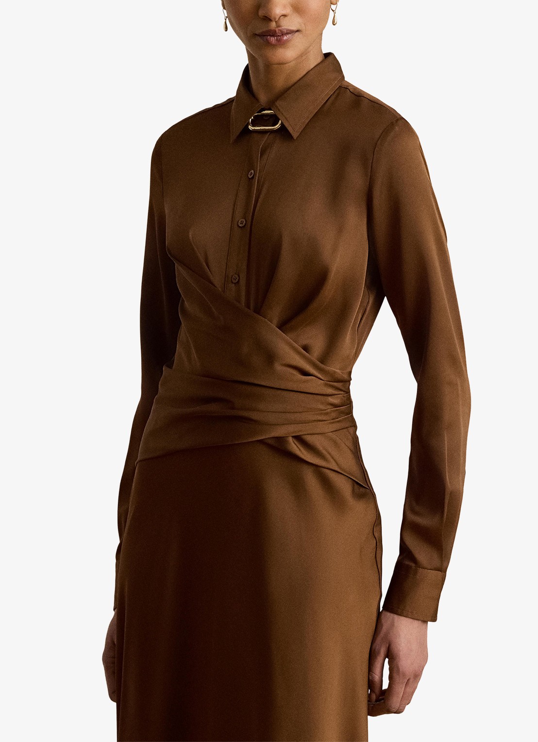 Ralph Lauren Maxi tuniekjurk met plooidetail - detail 4 light tobacco / bruin