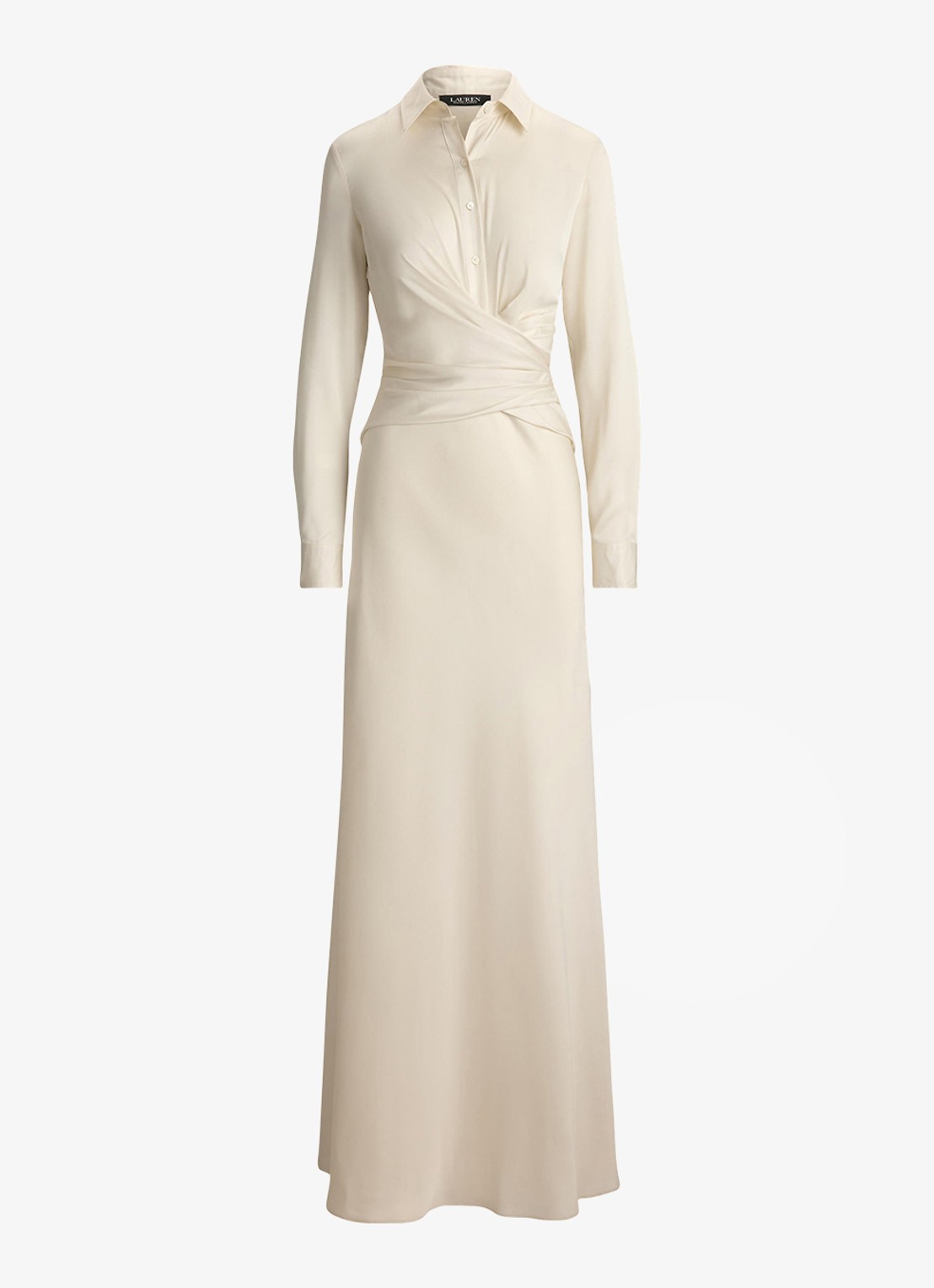 Ralph Lauren Maxi tuniekjurk met plooidetail - voorkant 3 mascarpone crème / crème