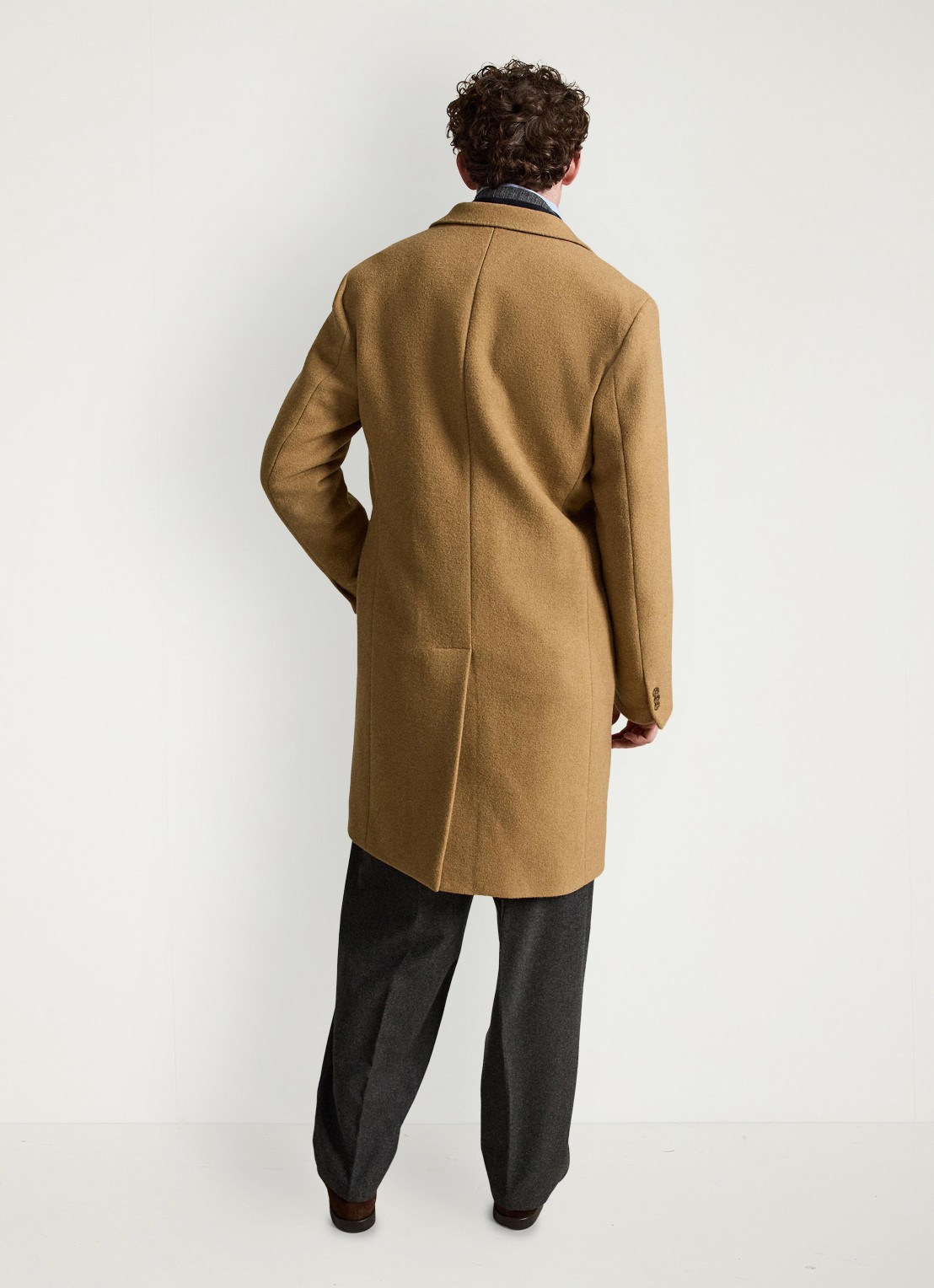 Ralph Lauren Melton mantel in wolblend met steekzakken - achterkant 3 camel / camel