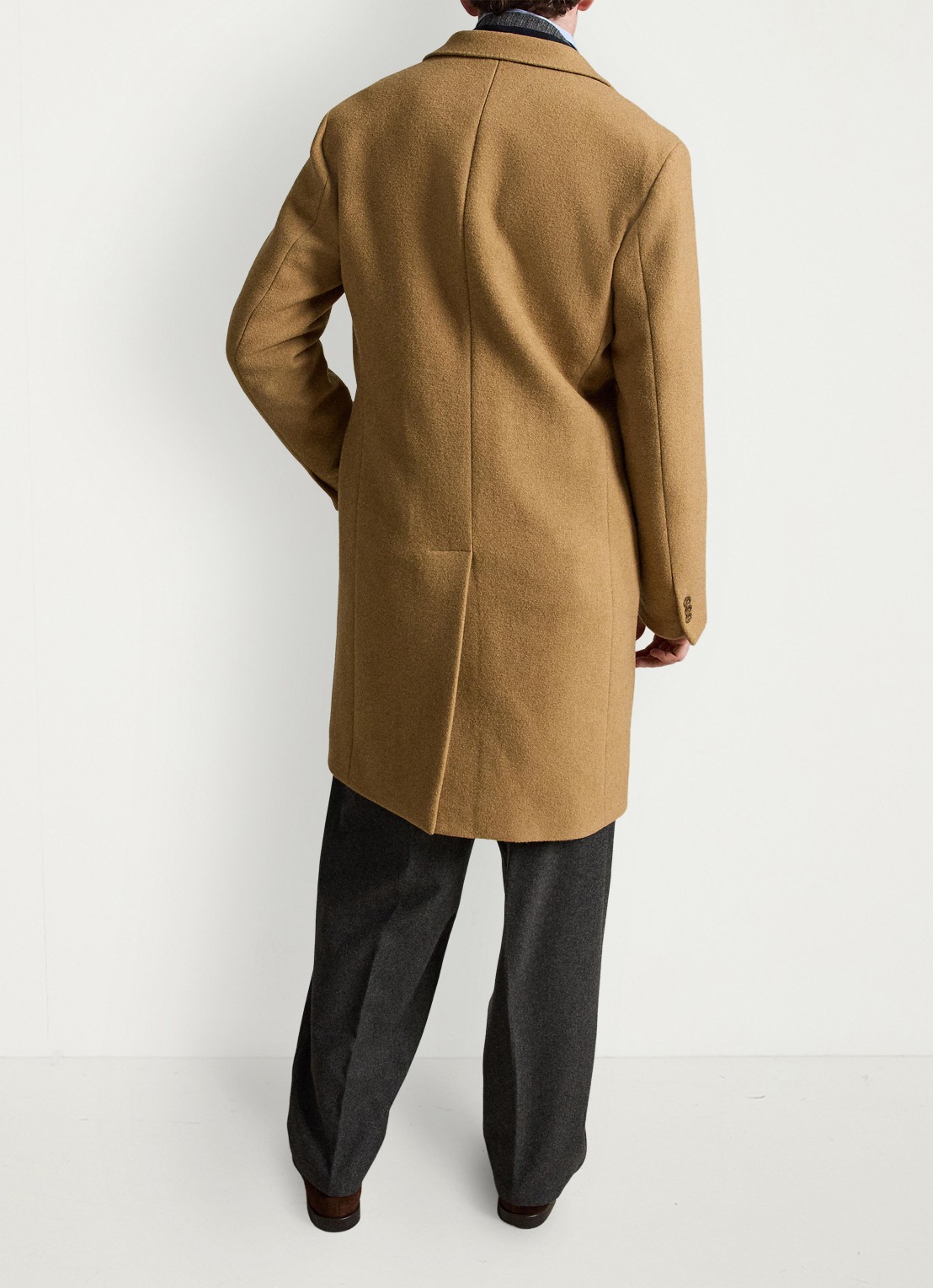 Ralph Lauren Melton mantel in wolblend met steekzakken - achterkant camel-2wb2