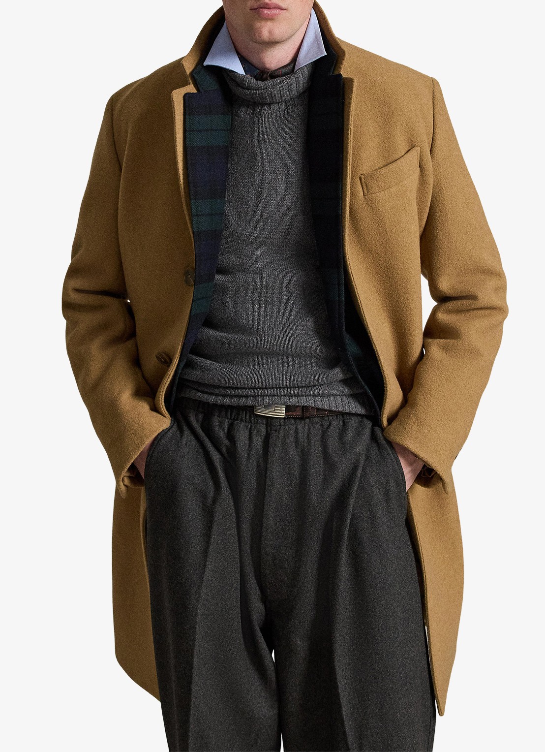 Ralph Lauren Melton mantel in wolblend met steekzakken - detail 4 camel / camel