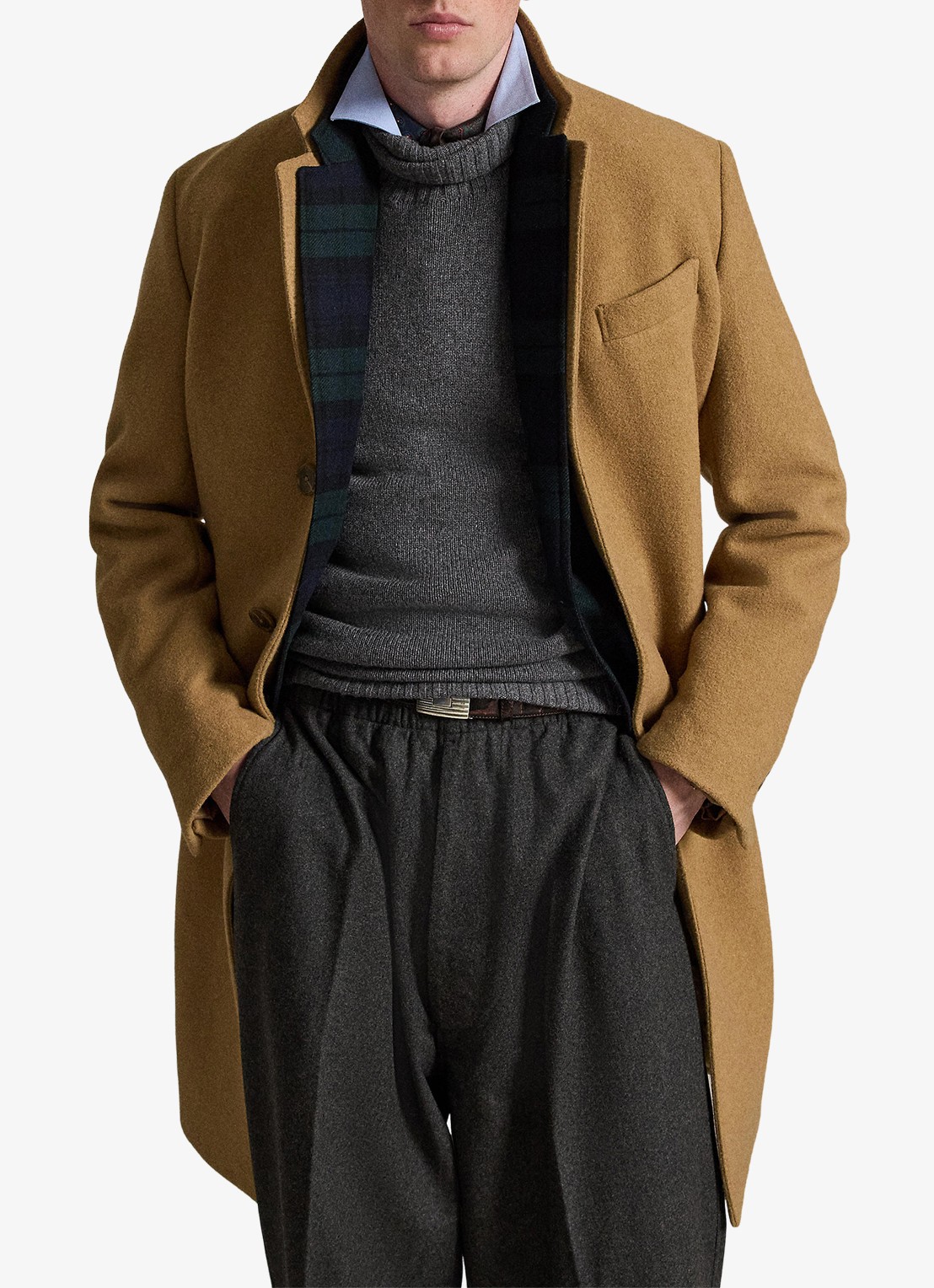 Ralph Lauren Melton mantel in wolblend met steekzakken - detail 2 camel-2wb2