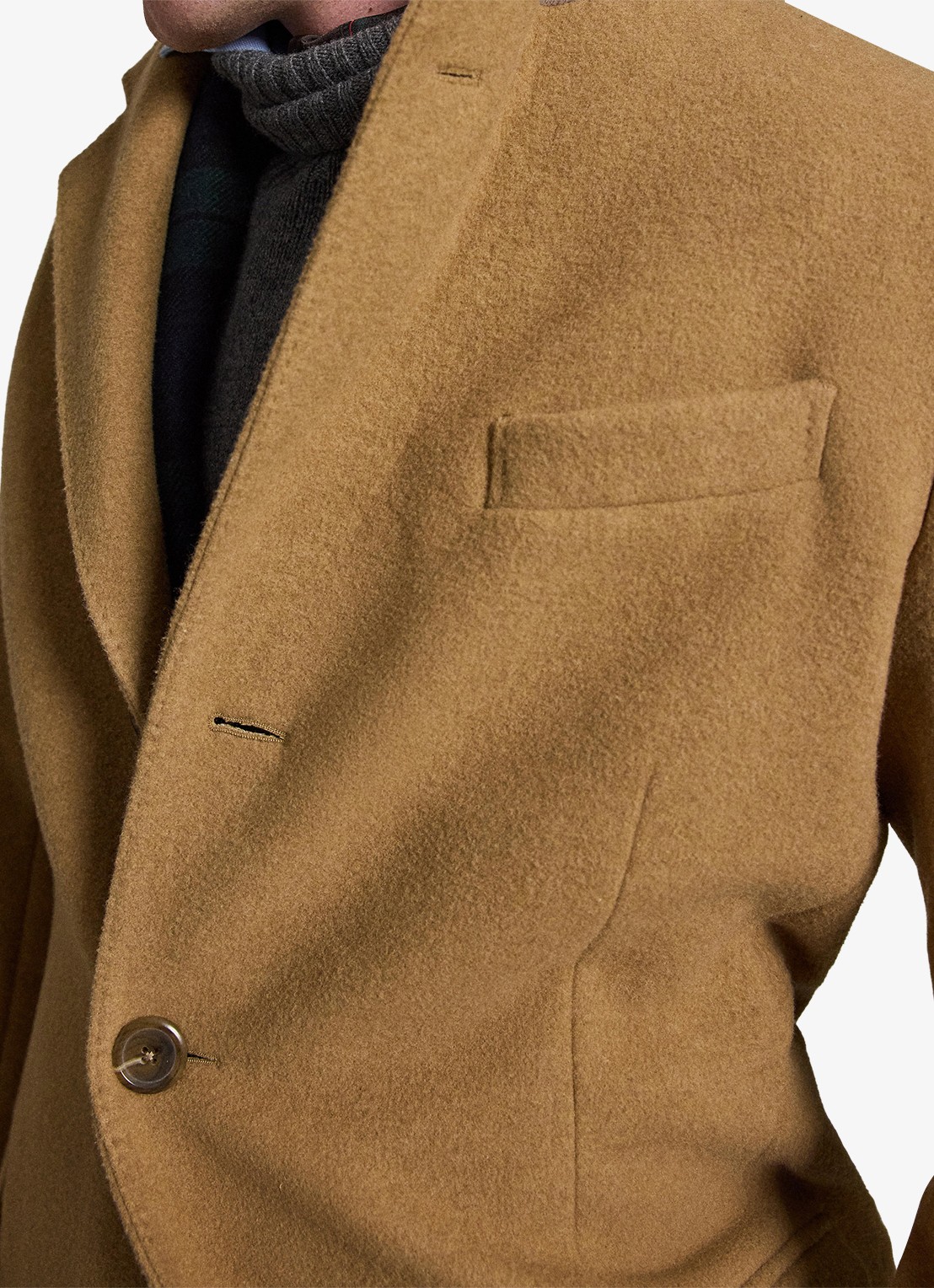 Ralph Lauren Melton mantel in wolblend met steekzakken - detail 5 camel / camel