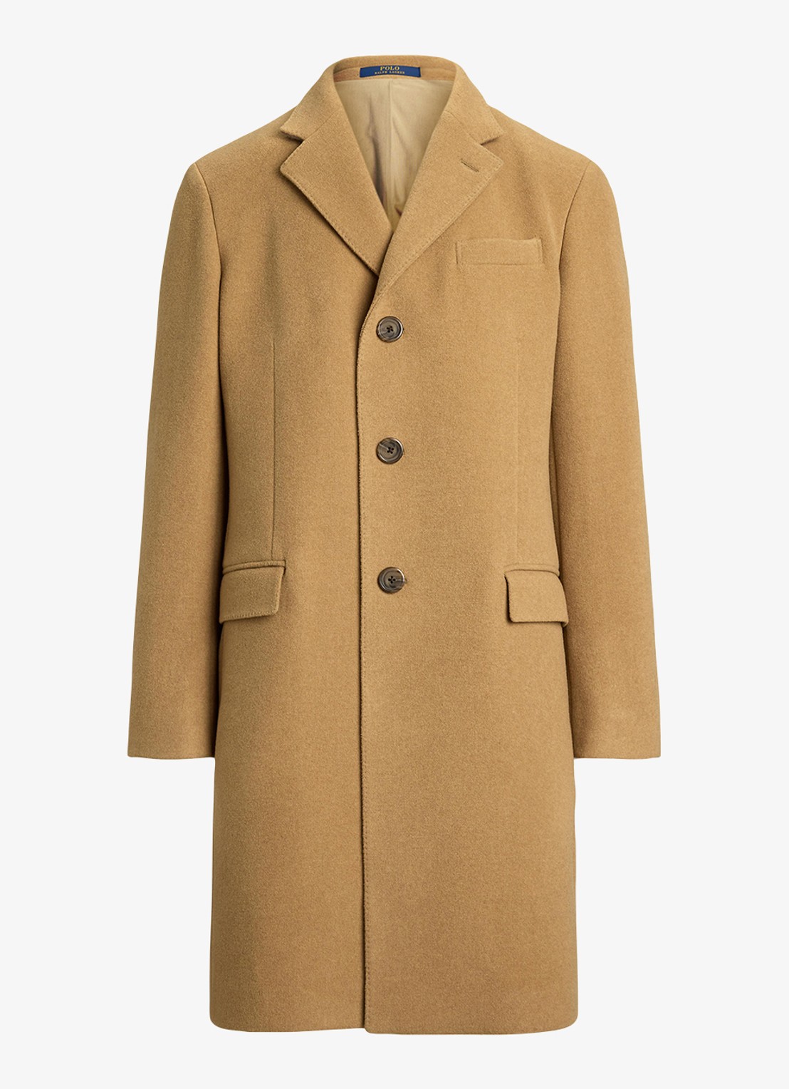 Ralph Lauren Melton mantel in wolblend met steekzakken - voorkant 4 camel-2wb2