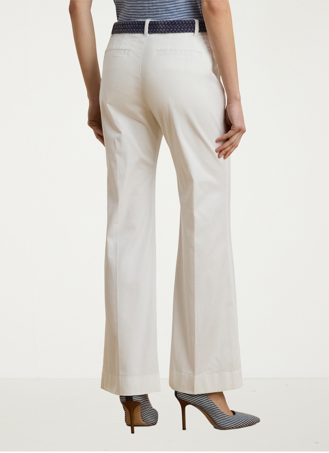 Ralph Lauren Mid waist flared fit broek met steekzakken - achterkant wit