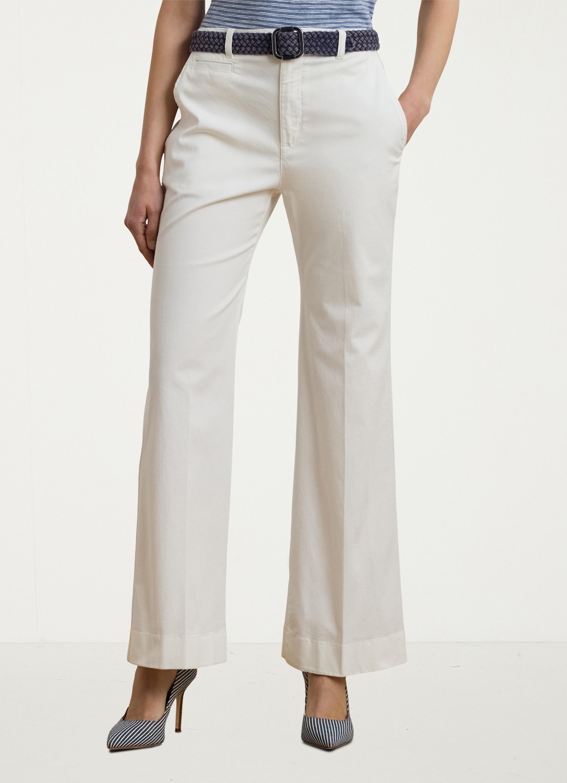 Ralph Lauren Mid waist flared fit broek met steekzakken - detail 4 wit