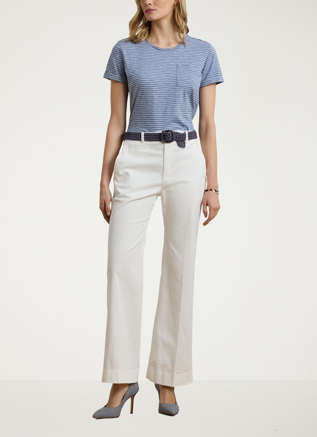 Ralph Lauren Mid waist flared fit broek met steekzakken - voorkant 3 wit