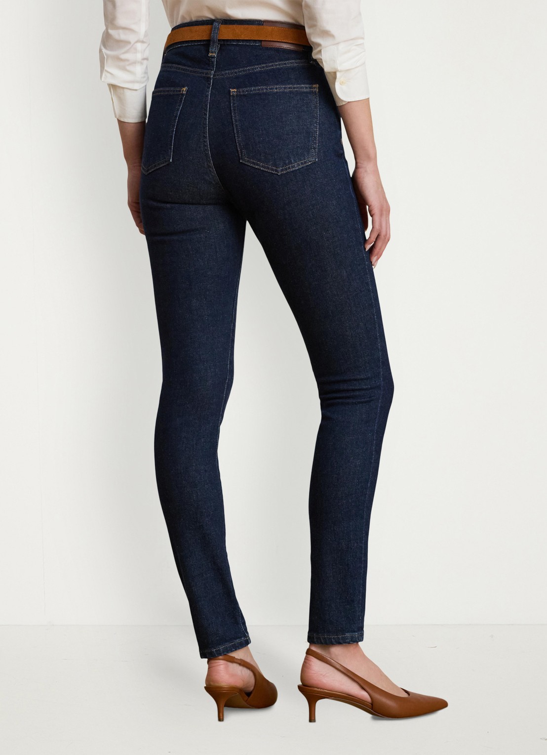 Ralph Lauren Mid waist slim fit jeans met donkere wassing - achterkant 7 rinse wash / indigo