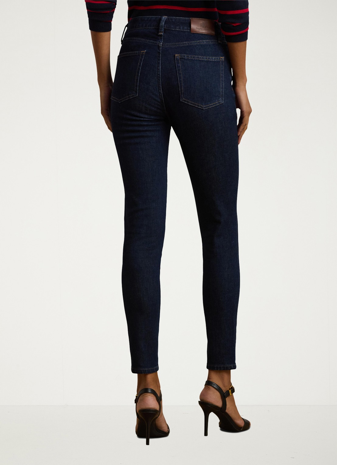 Ralph Lauren Mid waist slim fit jeans met donkere wassing - achterkant 8 rinse wash / indigo