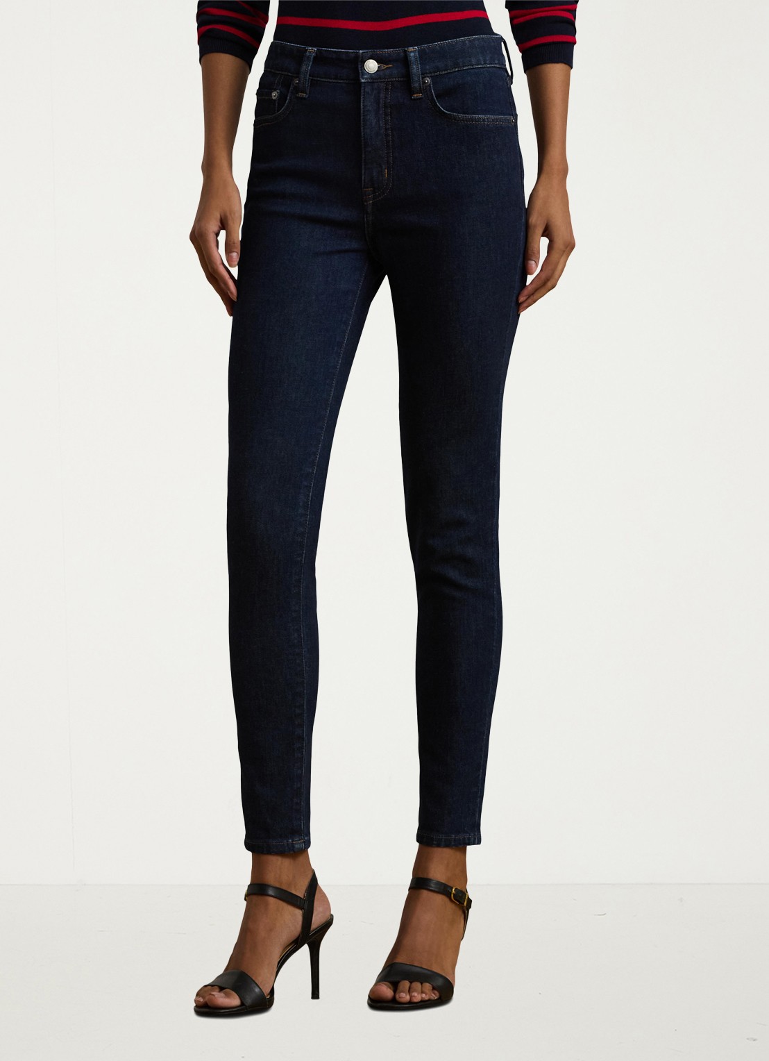 Ralph Lauren Mid waist slim fit jeans met donkere wassing - detail 2 rinse wash / indigo