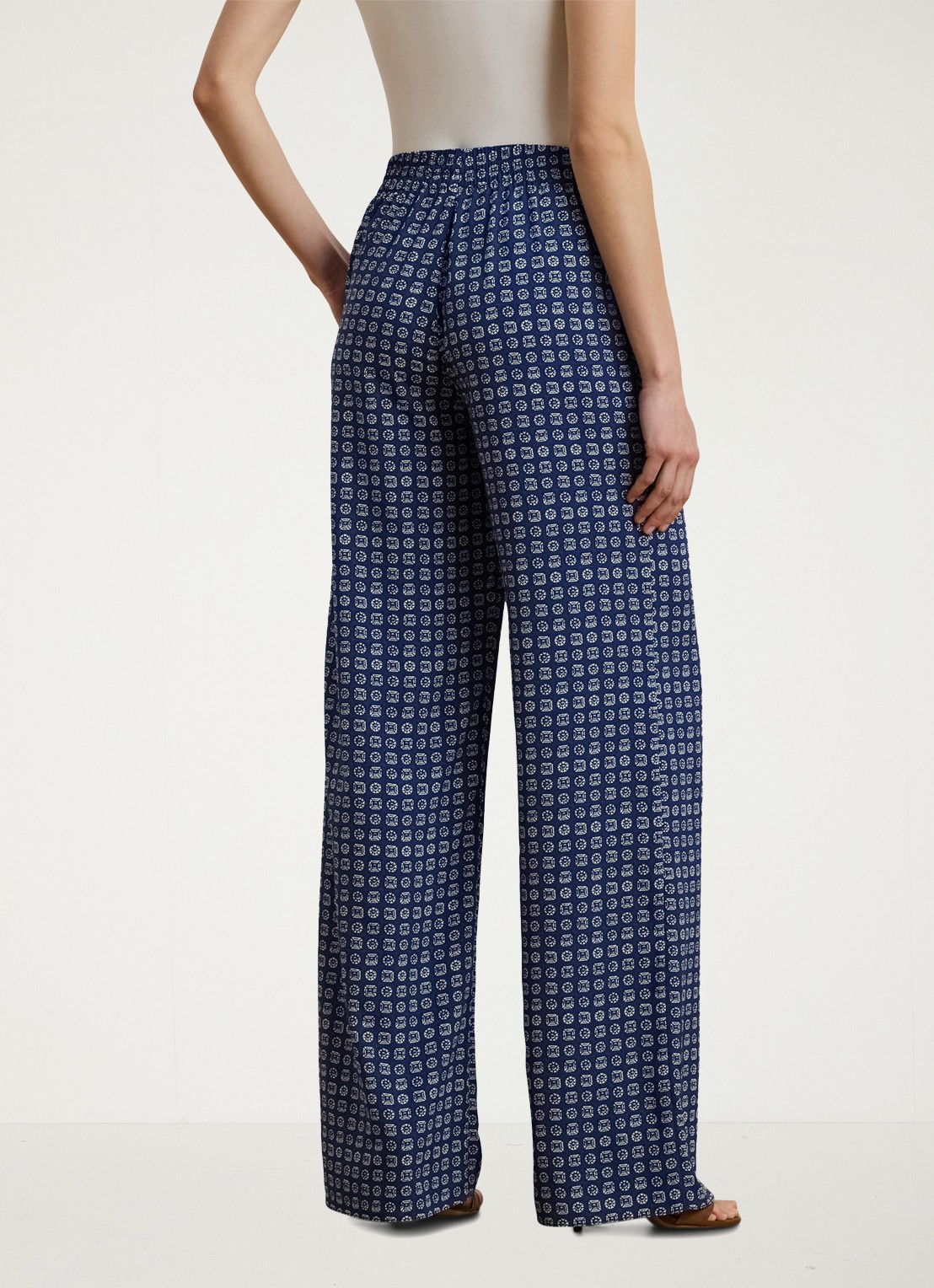 Ralph Lauren Mid waist wide fit broek met print - achterkant 5 blauw