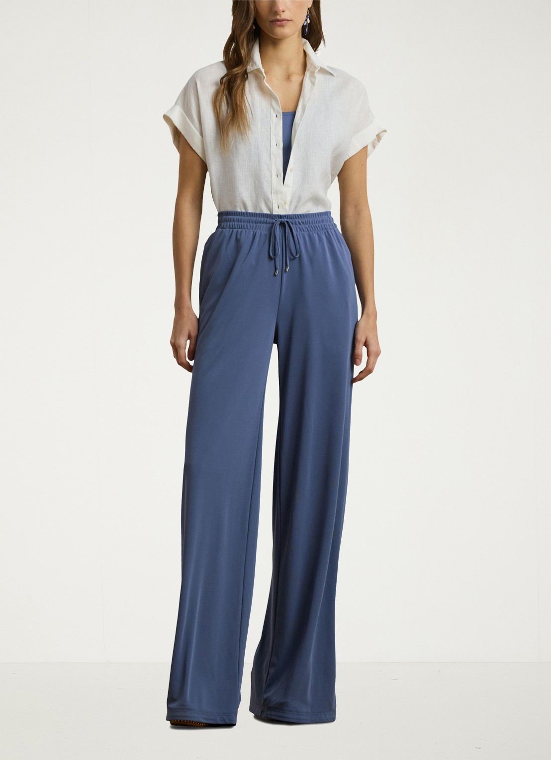 Ralph Lauren Mid waist wide fit broek met steekzakken - voorkant 5 blauw