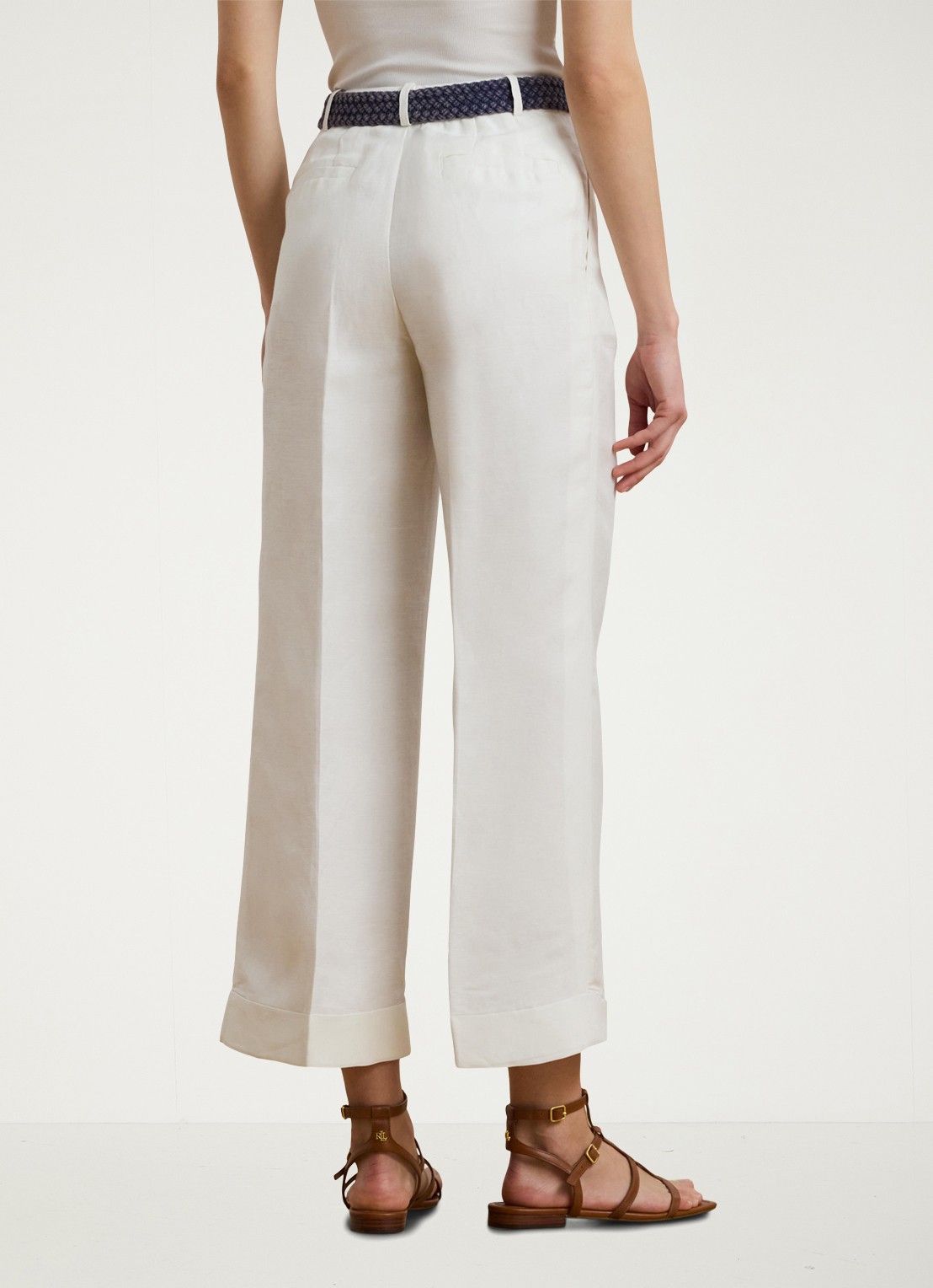 Ralph Lauren Mid waist wide fit broek met steekzakken - achterkant 3 wit