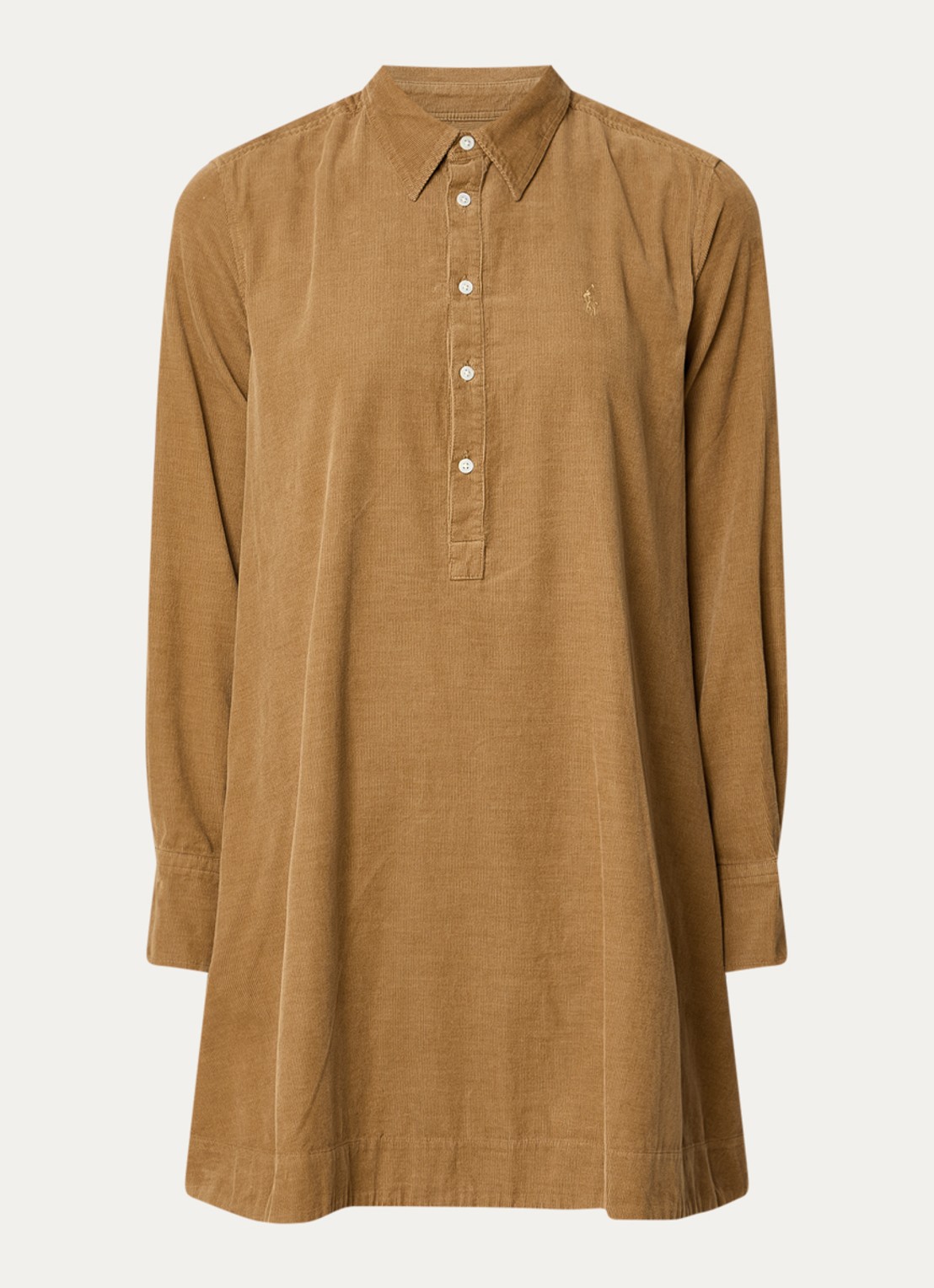 Ralph Lauren Midi A-lijn jurk van corduroy met logoborduring - voorkant 2 orange