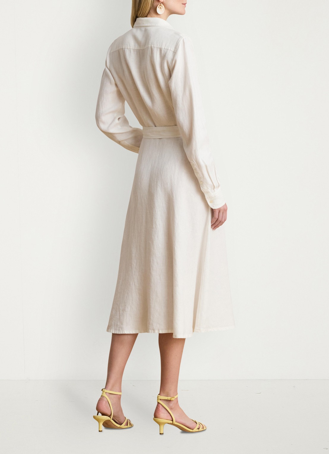 Ralph Lauren Midi blouse jurk met strikceintuur - achterkant wit