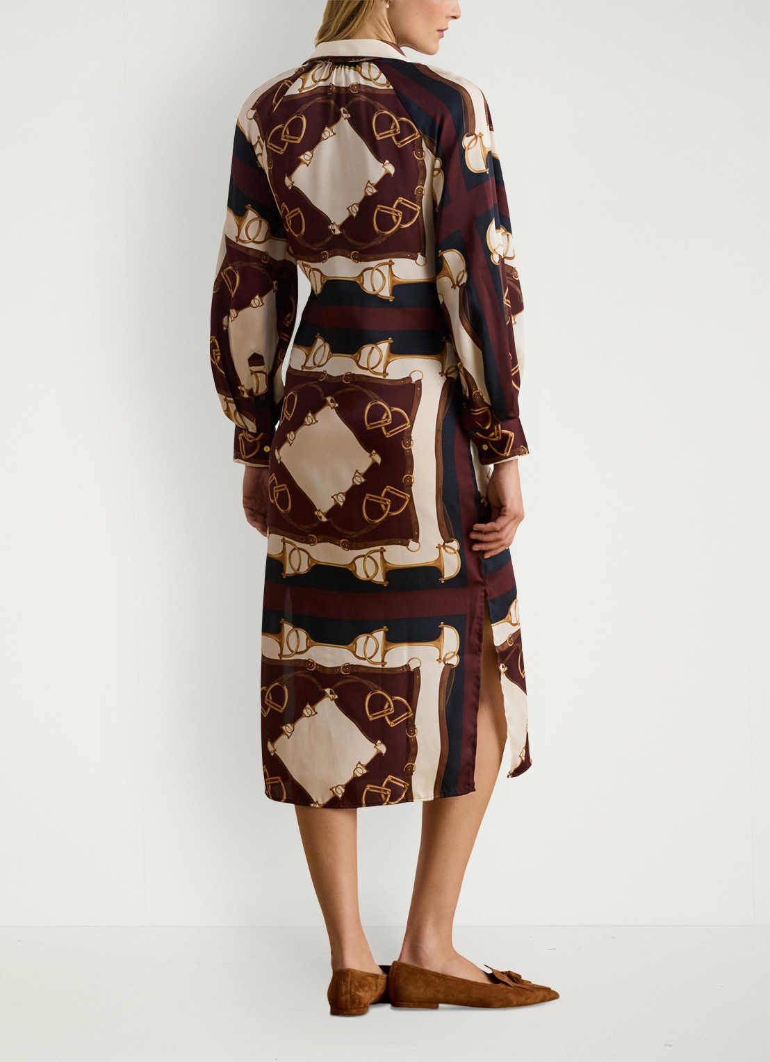 Ralph Lauren Midi blousejurk met ballonmouw - achterkant navy / donkerblauw