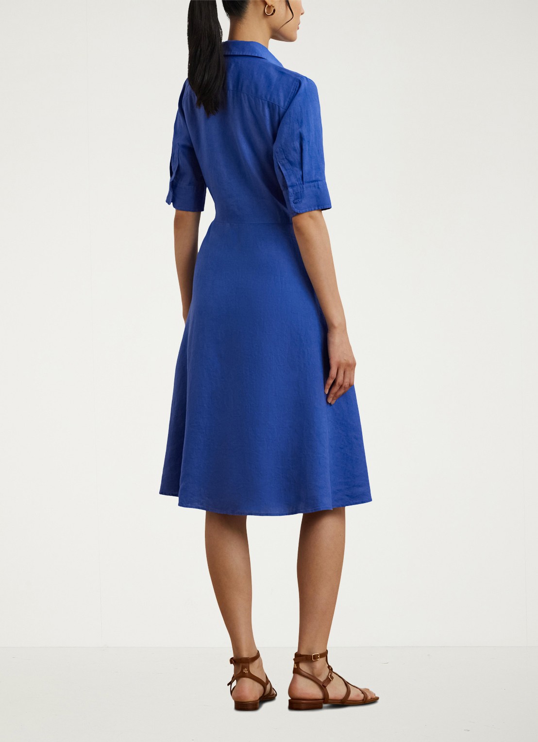 Ralph Lauren Midi blousejurk met gestrikt detail - achterkant 5 blue lapis / blauw