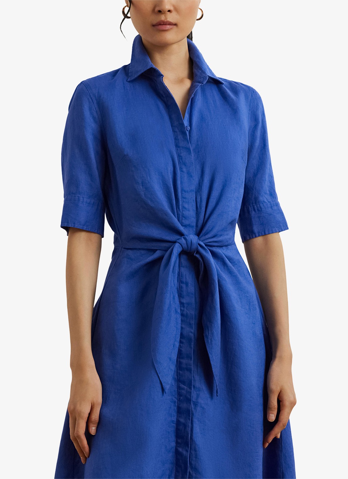 Ralph Lauren Midi blousejurk met gestrikt detail - detail 3 blue lapis / blauw