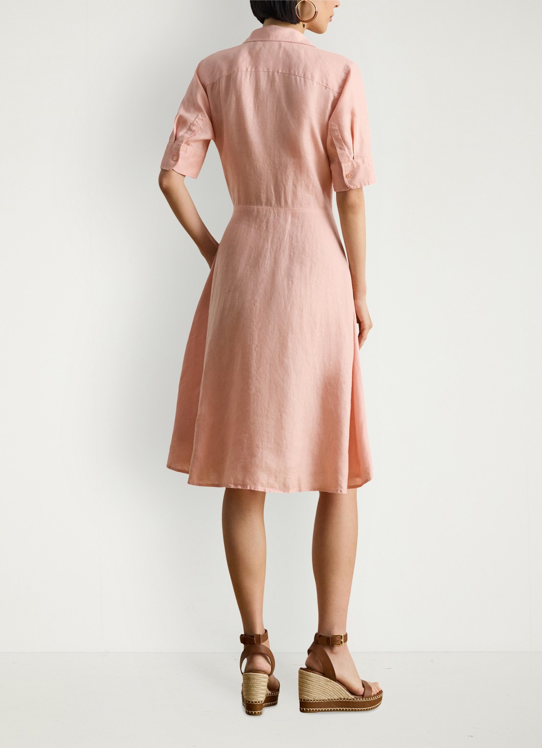 Ralph Lauren Midi blousejurk met gestrikt detail - achterkant pink rhodonite / roze