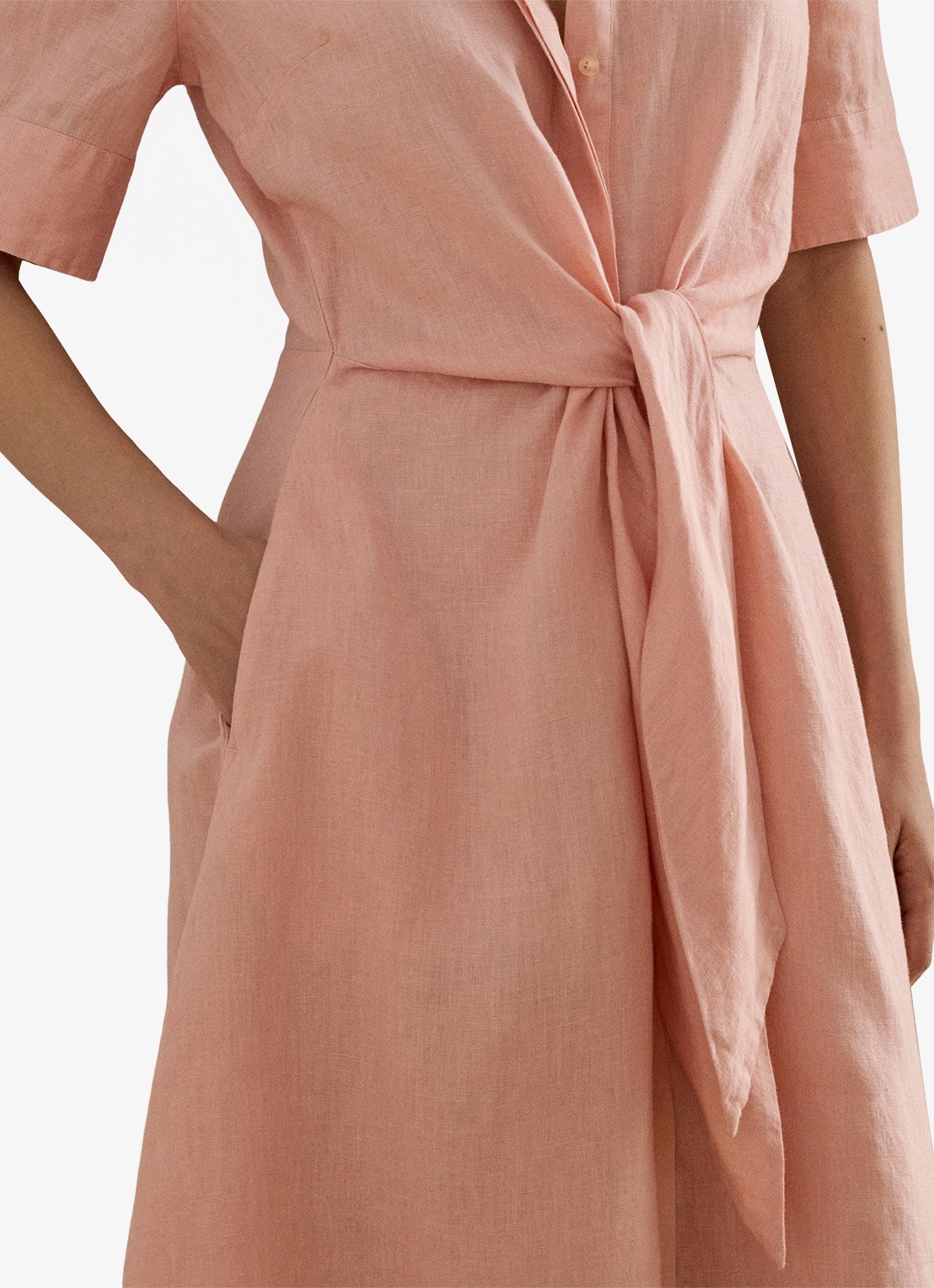 Ralph Lauren Midi blousejurk met gestrikt detail - detail 2 pink rhodonite / roze