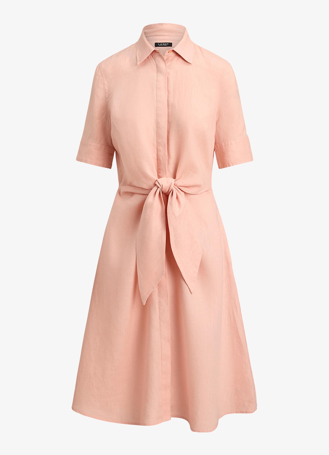 Ralph Lauren Midi blousejurk met gestrikt detail - voorkant 4 pink rhodonite / roze