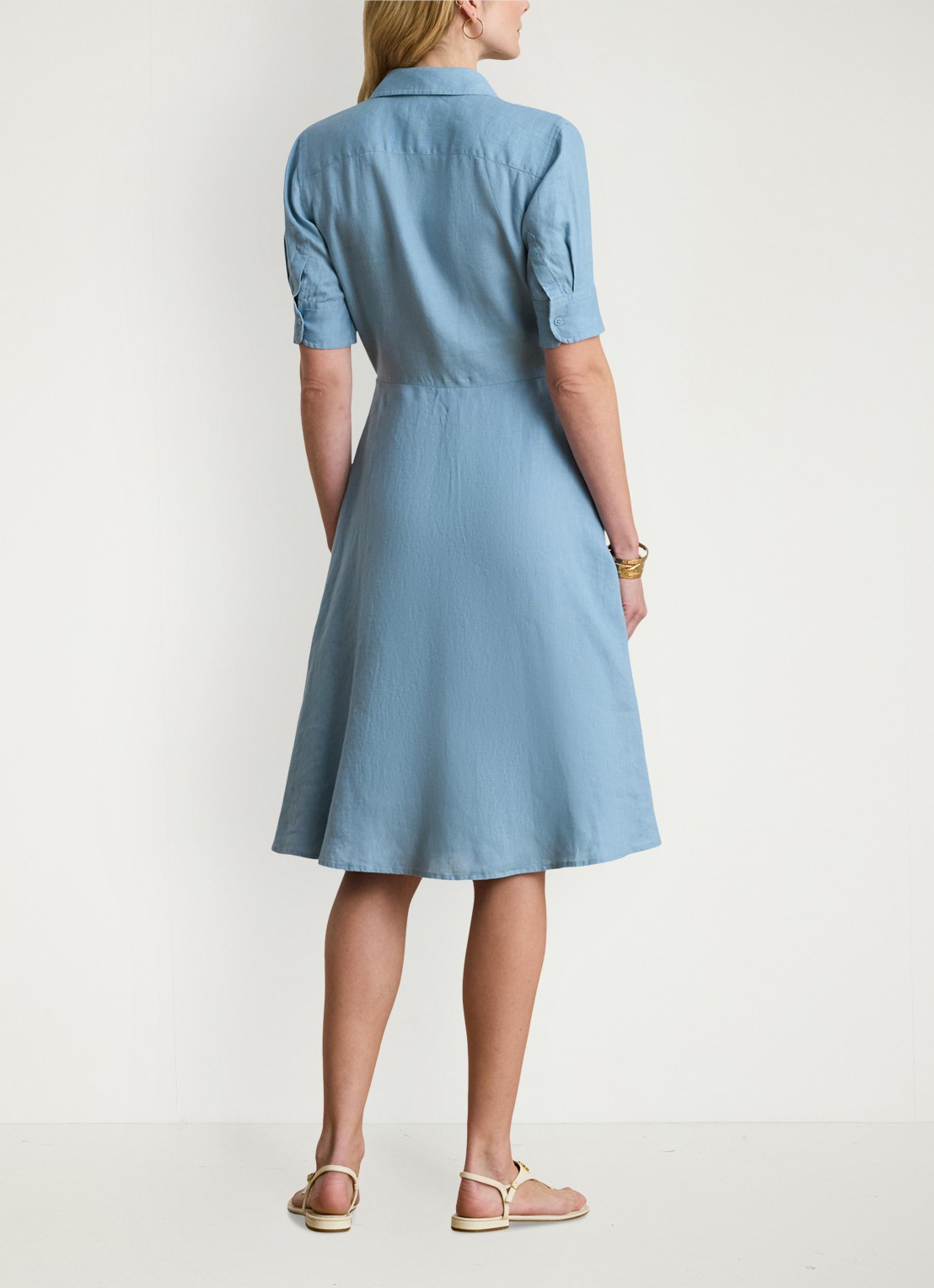 Ralph Lauren Midi blousejurk met gestrikt detail - achterkant 5 blue note / blauw